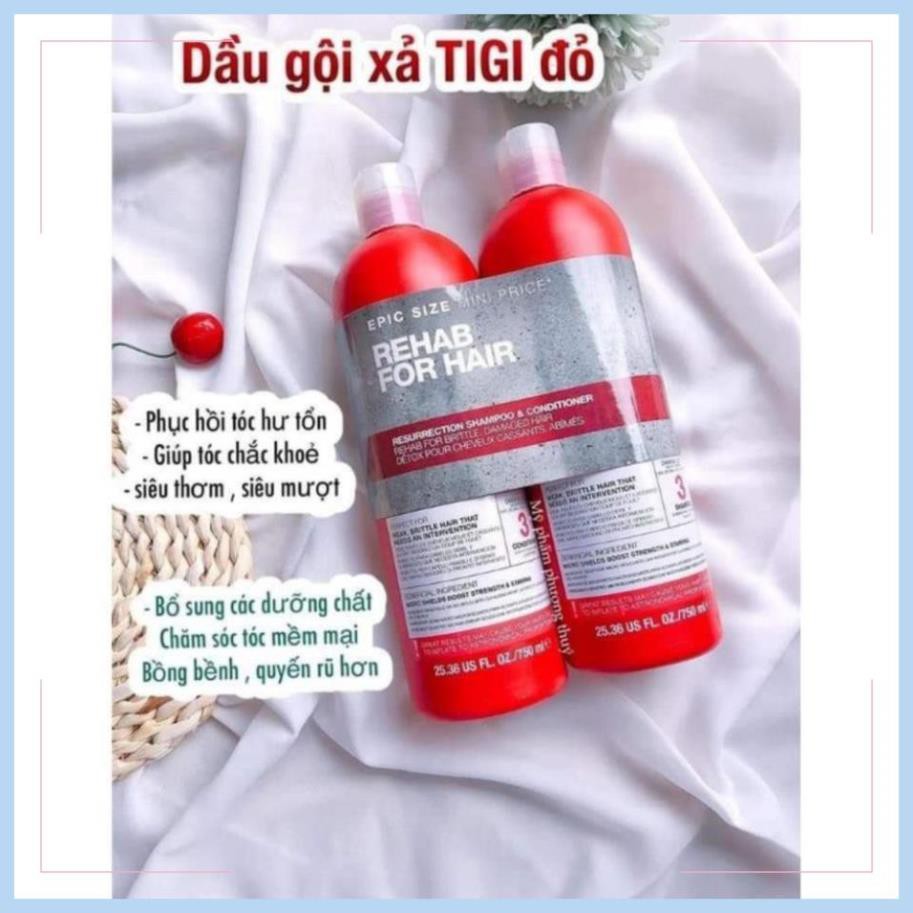 TIGI BED HEAD ĐỎ - CẶP DẦU GỘI + XẢ PHỤC HỒI HƯ TỔN - 2 CHAI 750ML Chuẩn chính hãng USA