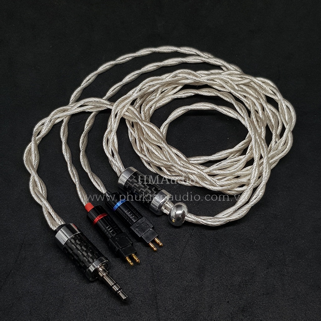 Dây tai nghe đồng mạ bạc OFC 1.8mm tết 4 - Connector Sennheiser HD650 HD600 HD660s HD25