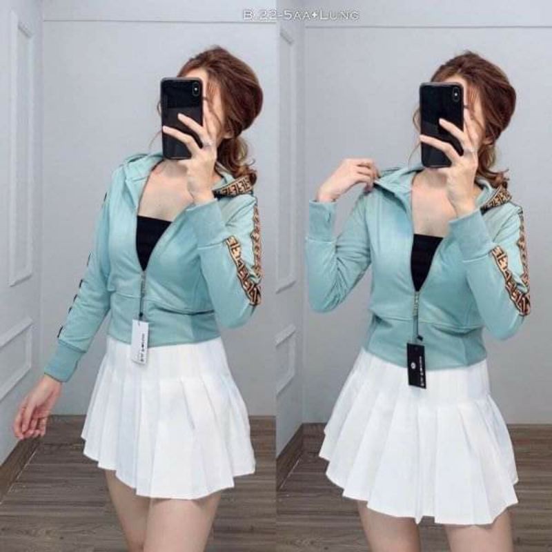 Áo Khoác Chống Nắng Lửng Nữ 5 Túi. Áo Khoác Thun Croptop Nữ