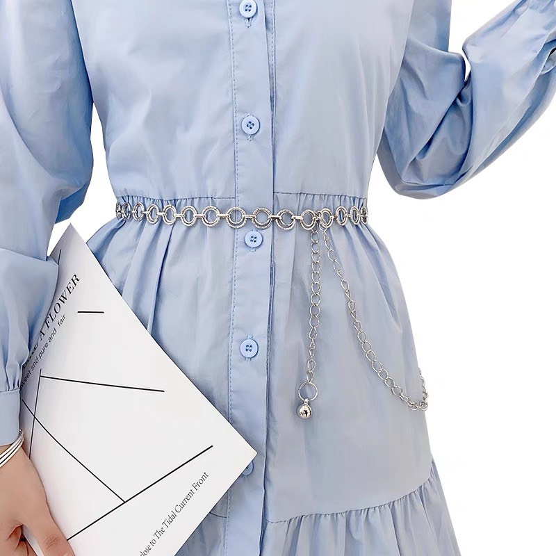 Đai váy xích chuỗi tròn vàng bạc ĐV031 - Belt váy đầm xích thả hoạ tiết tròn Sim Sim Shop