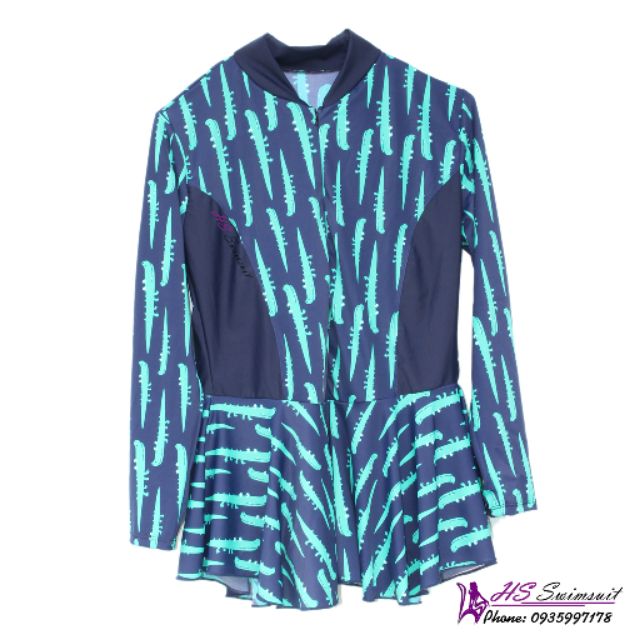 Đồ bơi nữ kín đáo một mảnh đầm tay dài cá sấu | BigBuy360 - bigbuy360.vn