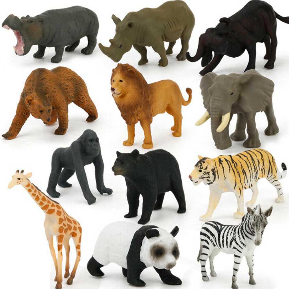 New 12Pcs Kids Toys Small Plastic Figures Farm Dinosaur Zoo Animal Safari Model