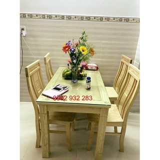 Bộ bàn ăn 4 ghế gỗ sồi nga - bàn ăn 4 ghế gỗ tự nhiên - Kích thước (Nội thất): 120 x 70.