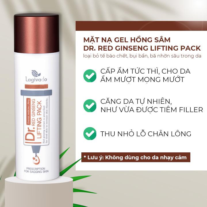 Gel mặt nạ hồng sâm Hàn Quốc giảm mụn đầu đen, nâng cơ, se khít lỗ chân lông Dr. Red Ginseng Lifting Pack 50 ml - Katta