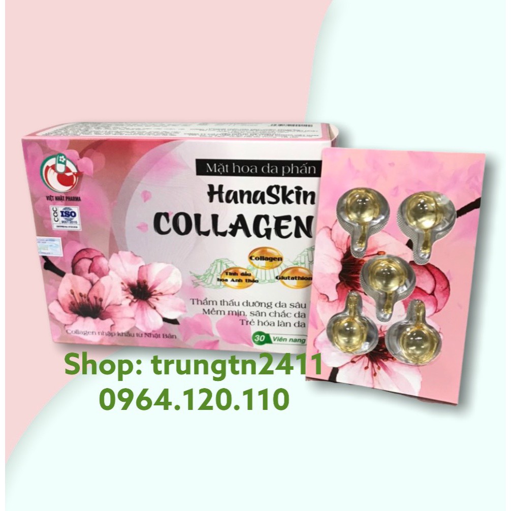 Viên bôi dưỡng da Collagen Hana Skin Collagen Mặt Hoa Da Phấn – hộp 30 viên