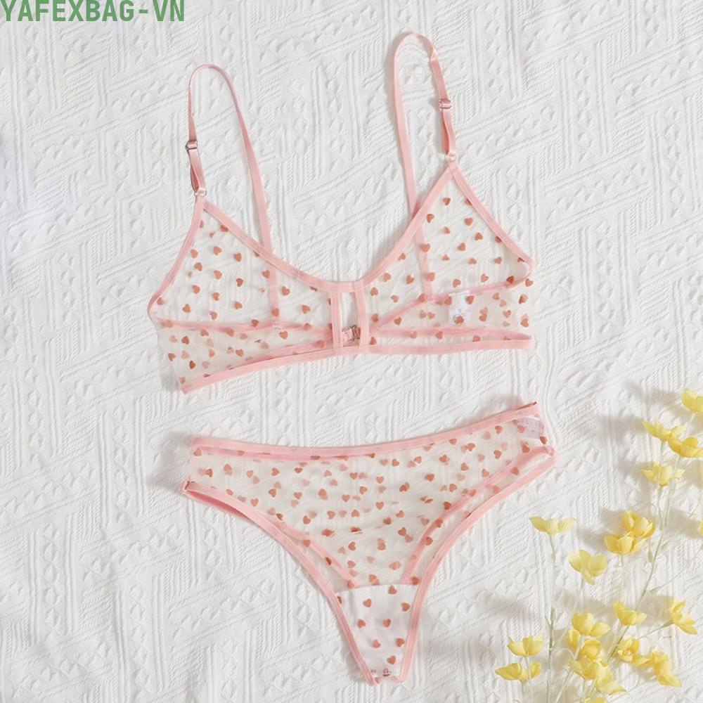 Women Sexy Sheer Mesh See Through Lingerie Bra Set Panty Nightwear Underwear High Quality