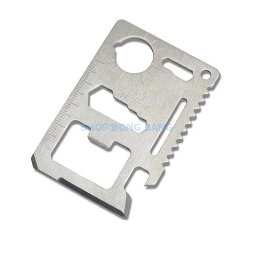 Miếng thép đa năng 11 công dụng  (Steel Credit Card Survival Tool)‎