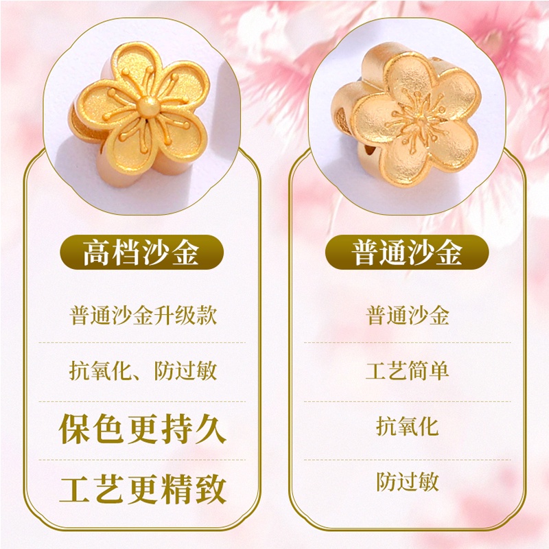 Hạt Xỏ Vòng Tay/Dây Chuyền May Mắn Màu Vàng Đục Lỗ Cao Cấp Hàng Việt Nam diy