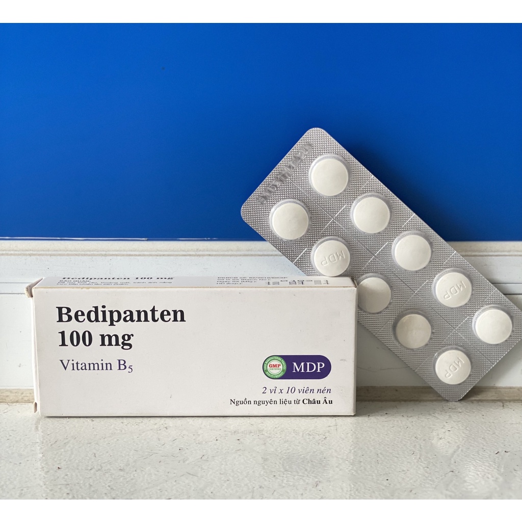 Viên uống Bedipanten 100mg Bổ sung B5 giảm chất nhờn da, hạn chế dầu thừa trên da, giảm rụng tóc, giảm mụn - hộp 20 viên