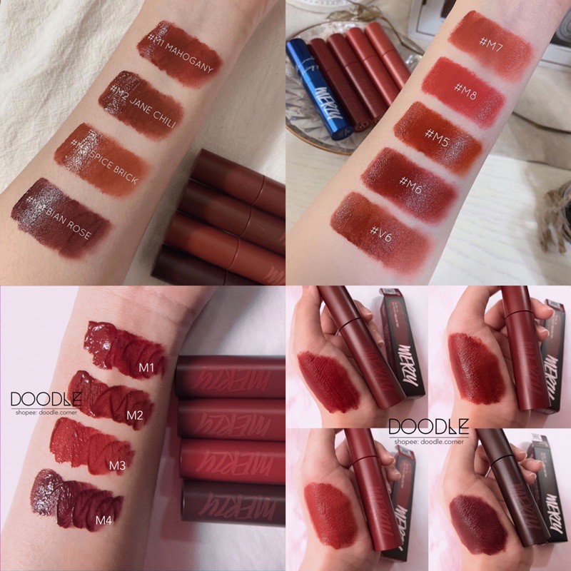 [3 màu vỏ] Son kem lì Merzy Bite The Beat Mellow Tint xanh/tím/thường (Có Sẵn)