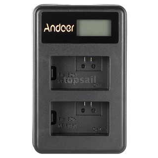 Andoer NP-FW50 Rechargeable LED Display Li-ion Battery Charger Pack 2-Slot USB Cable Kit for SONY Alpha A7 A7R A7S A5000