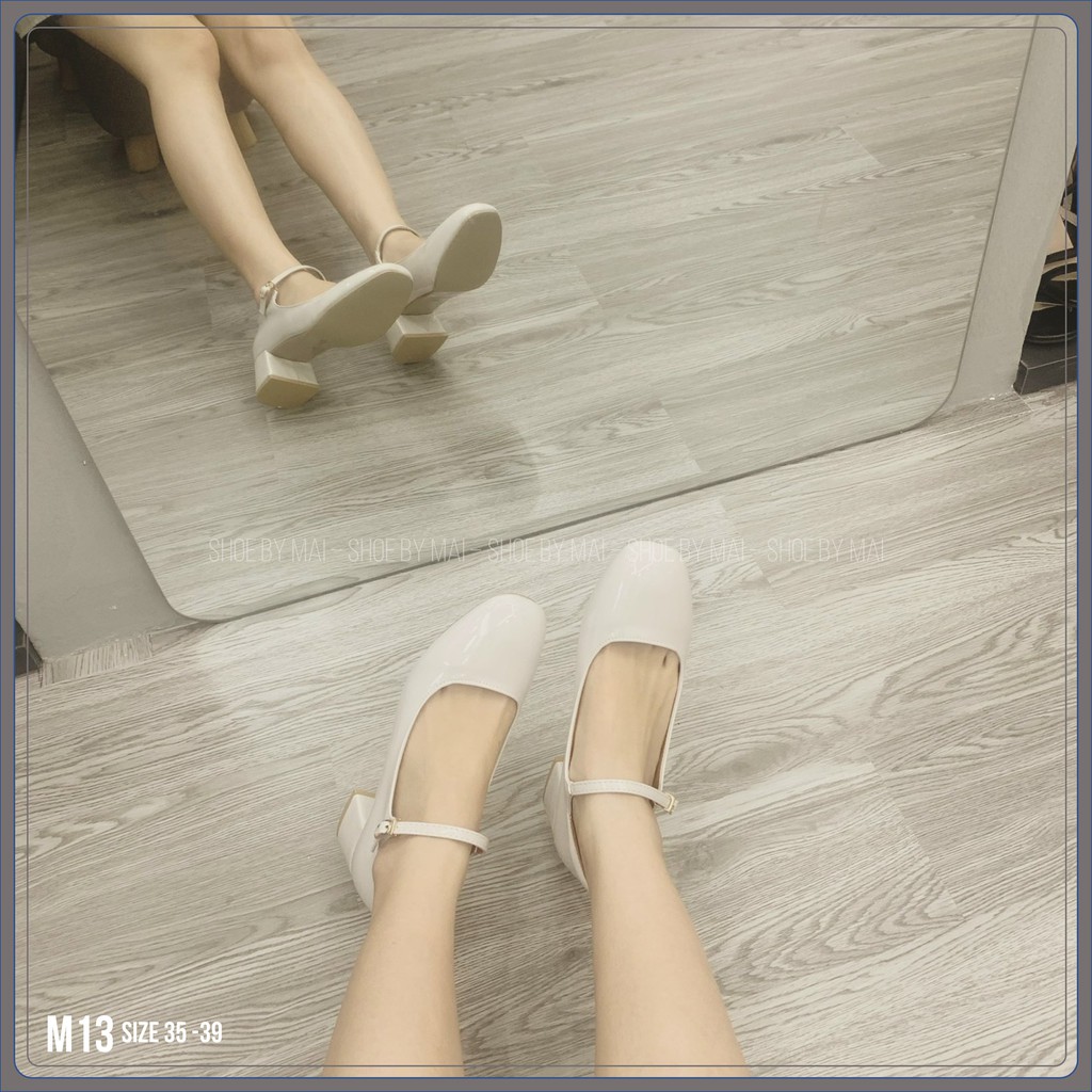 Giày quai hậu nữ, giày gót vuông M13 SHOEBYMAI