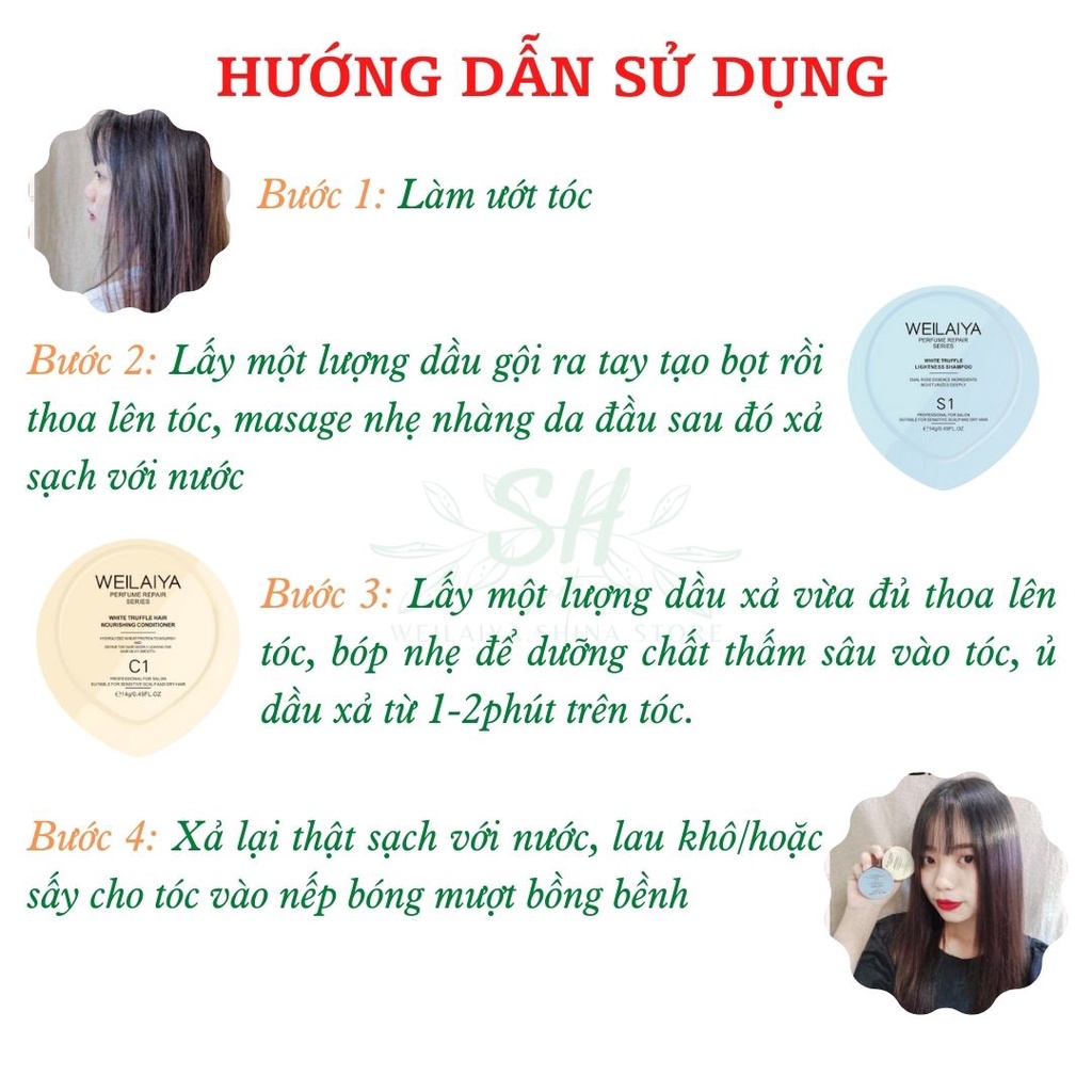 Phục Hồi Tóc Hư Tổn Weilaiya DFH119 Bộ Dầu Gội Dầu Xả Thảo Dược Thiên Nhiên Mọc Tóc Chống Rụng Tóc Chính Hãng