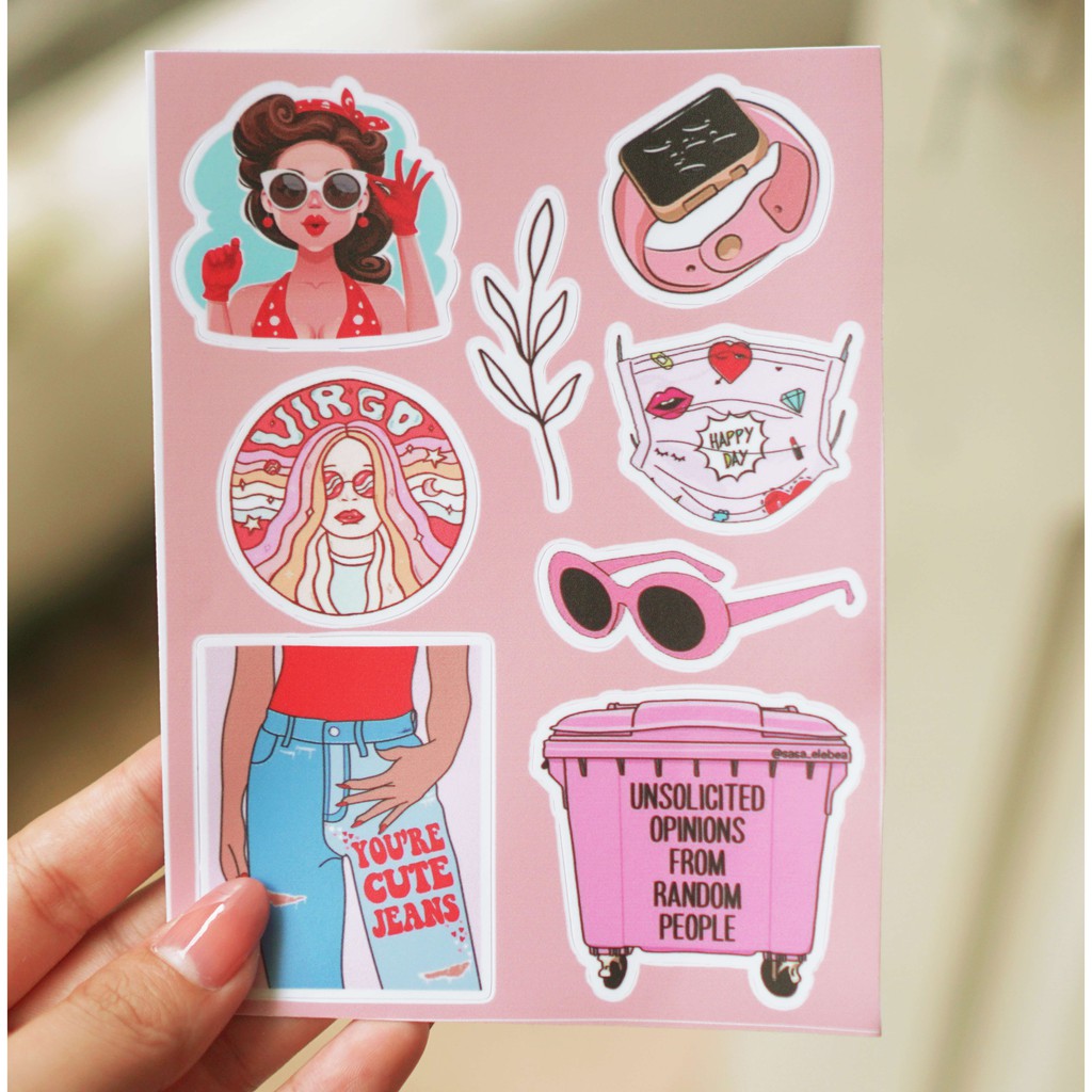 [Set 100+ Hình] Sticker Girl Style Cute Chống Thấm Nước | STK93 | Hình Dán Mũ Bảo Hiểm Điện Thoại Laptop Bình Nước