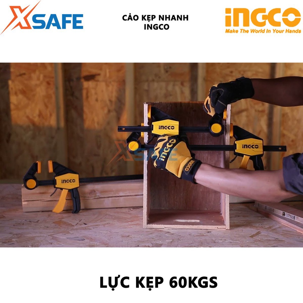 Cảo kẹp nhanh INGCO Cảo gỗ kích thước 63x150mm, lực kẹp tối đa 60KGS chuyên dùng kẹp gỗ - Chính hãng