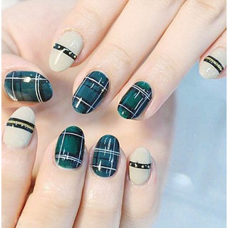 Giấy decal họa tiết sọc caro dán móng nghệ thuật