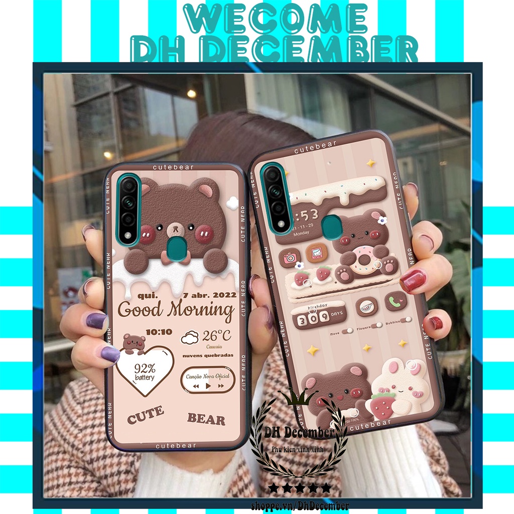 Ốp lưng Oppo A31 in hình 3D GẤU HỒNG-GẤU BE3R -XINH XẺO CỰC ĐẸP