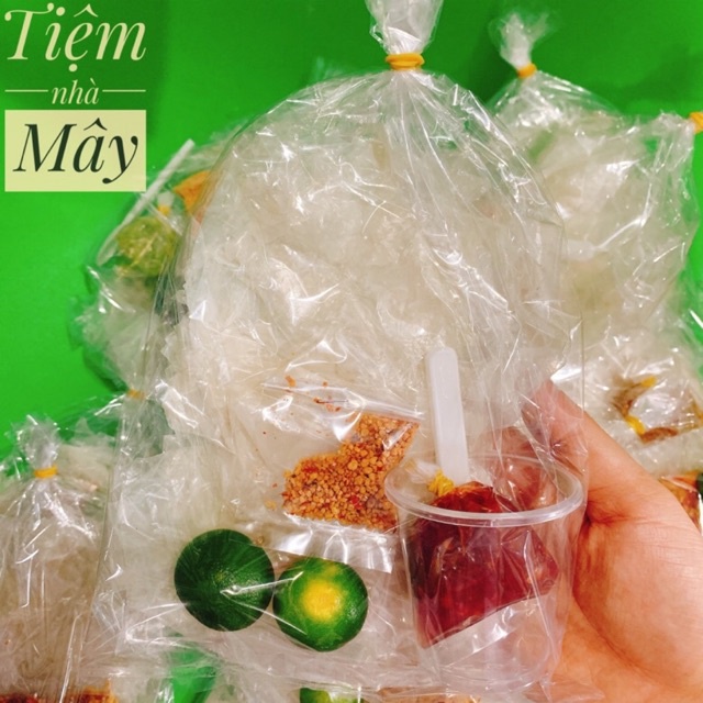 Bánh Tráng Phơi Sương Chấm Sốt Sate Ớt Rim Cay Cay Chua Ngọt - Bánh Tráng Ăn Chay