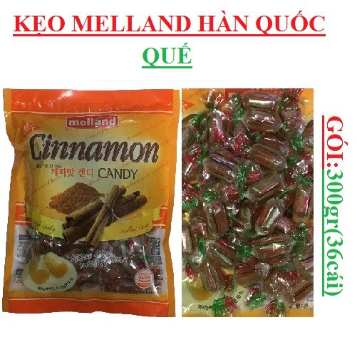 Kẹo quế, bạc hà, cơm cháy, hỗn hợp, cà phê, Melland Cinnamon hàn quốc gói 300gr