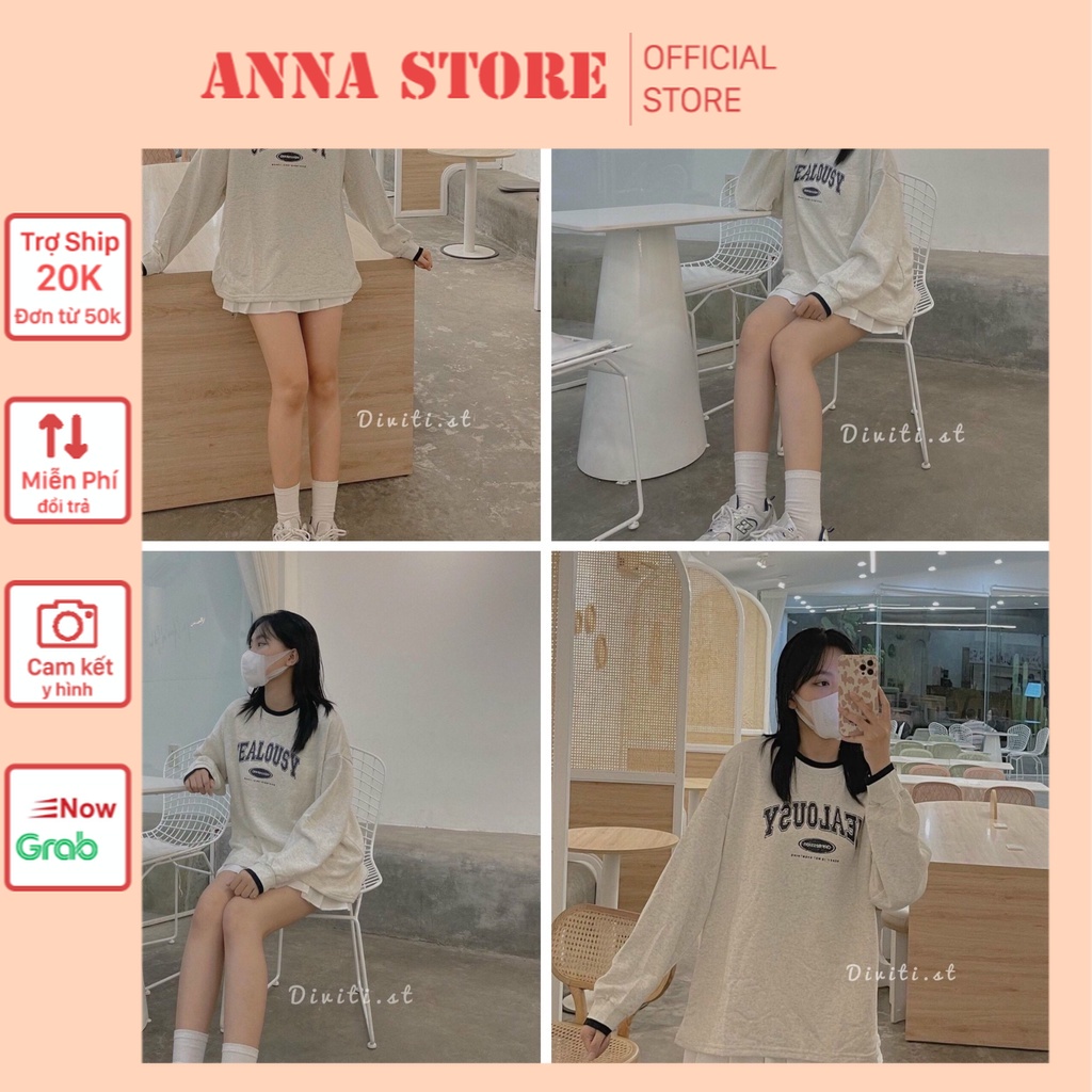 Áo sweater nỉ bông cotton unisex dáng rộng dưới 72kg annastore - Jealousy