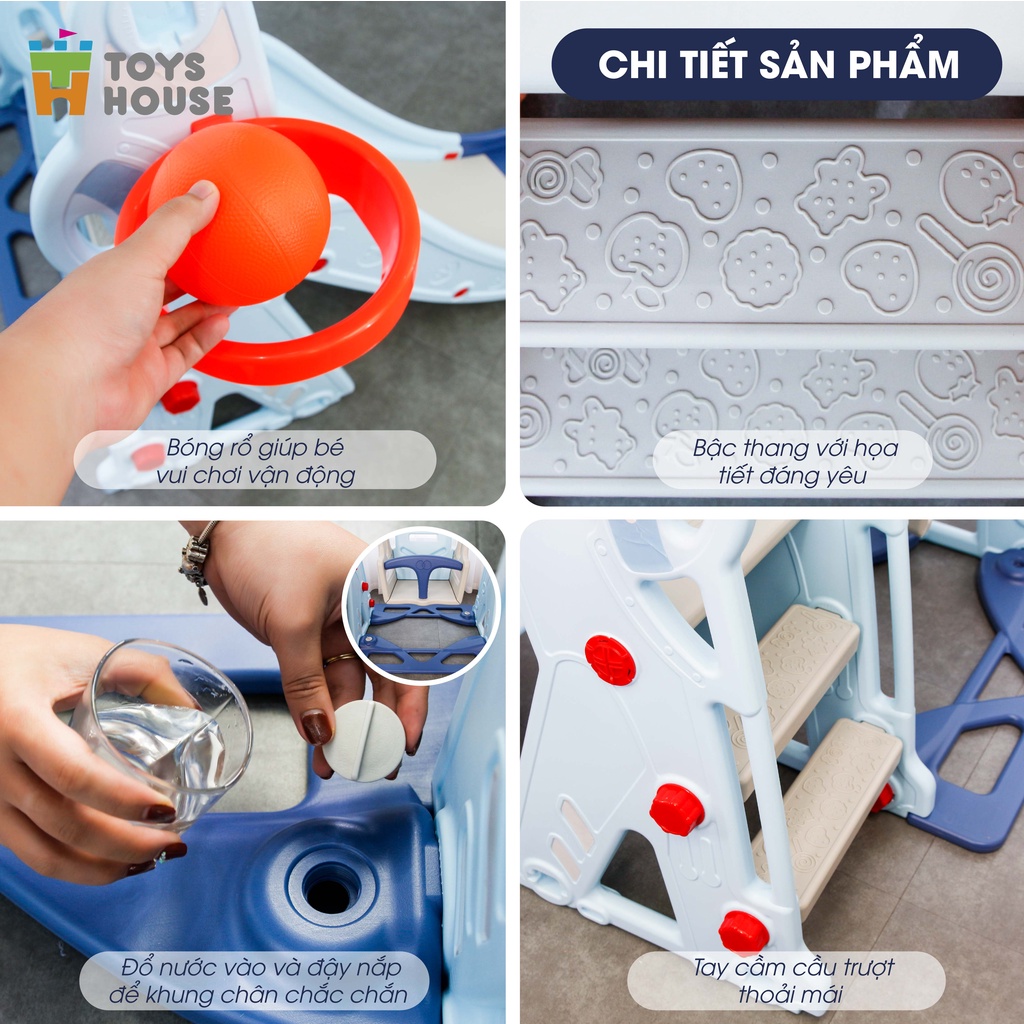 Xích đu kèm khung bóng rổ và cầu trượt, đồ chơi vận động cho bé Toyshouse WM19074, hàng chính hãng cao cấp