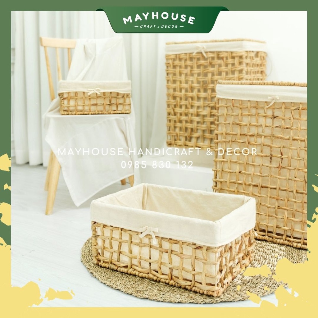 Giỏ lục bình đựng đồ đa năng MAYHOUSE CRAFT&DECOR, đựng quần áo decor nhà cửa, trang trí