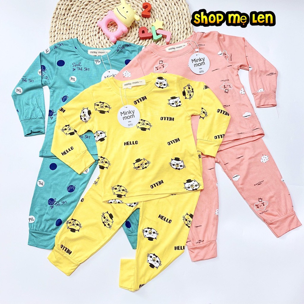 Bộ Dài Tay Minky Mom In Toàn Thân Họa Tiết Bò Sữa, Mèo Vàng Cho Bé Yêu (7-19kg)