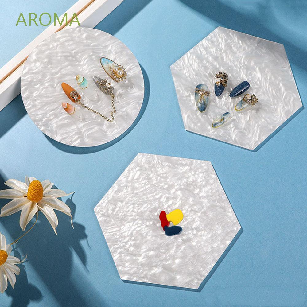 [Hàng mới về] Khay đựng trưng bày móng tay dáng tròn / vuông / lục giác họa tiết vỏ sò thủ công độc đáo