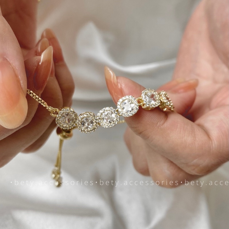 Vòng tay chuỗi đá lấp lánh dây rút xinh xắn phong cách hàn quốc Sweety