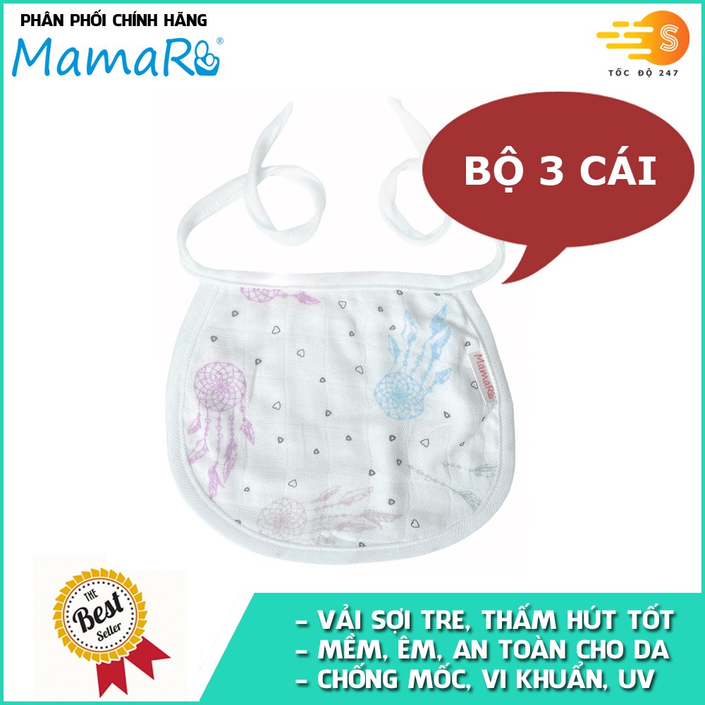 Bộ 3 cái yếm ăn vải sợi tre cho bé sơ sinh đến 3 tuổi Mamaru MA-YEM - Nhiều loại, nhiều kích thước, diệt khuẩn, hút ẩm