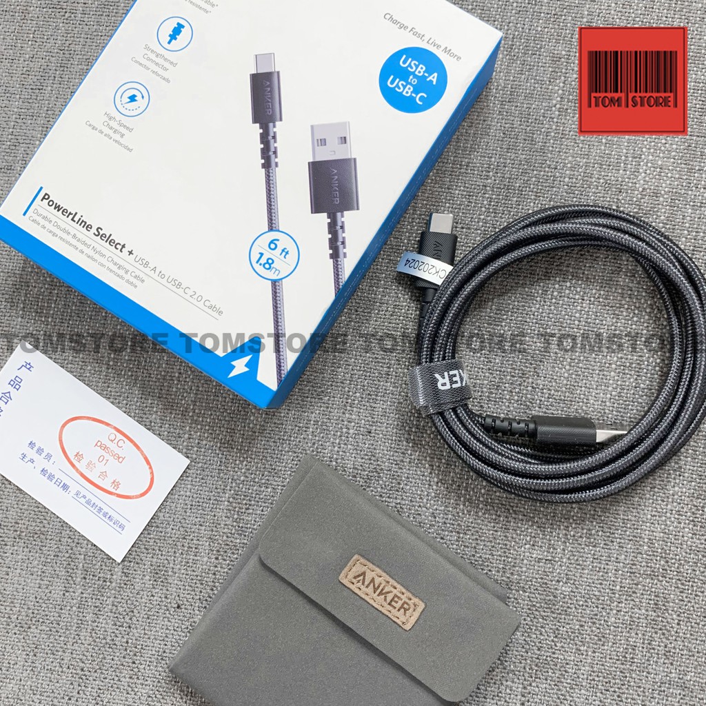 Cáp sạc Type C ANKER PowerLine Select+ USB-A ra USB-C 2.0 chiều dài Anker A8023 dài 1.8m và A8022 dài 0.9m