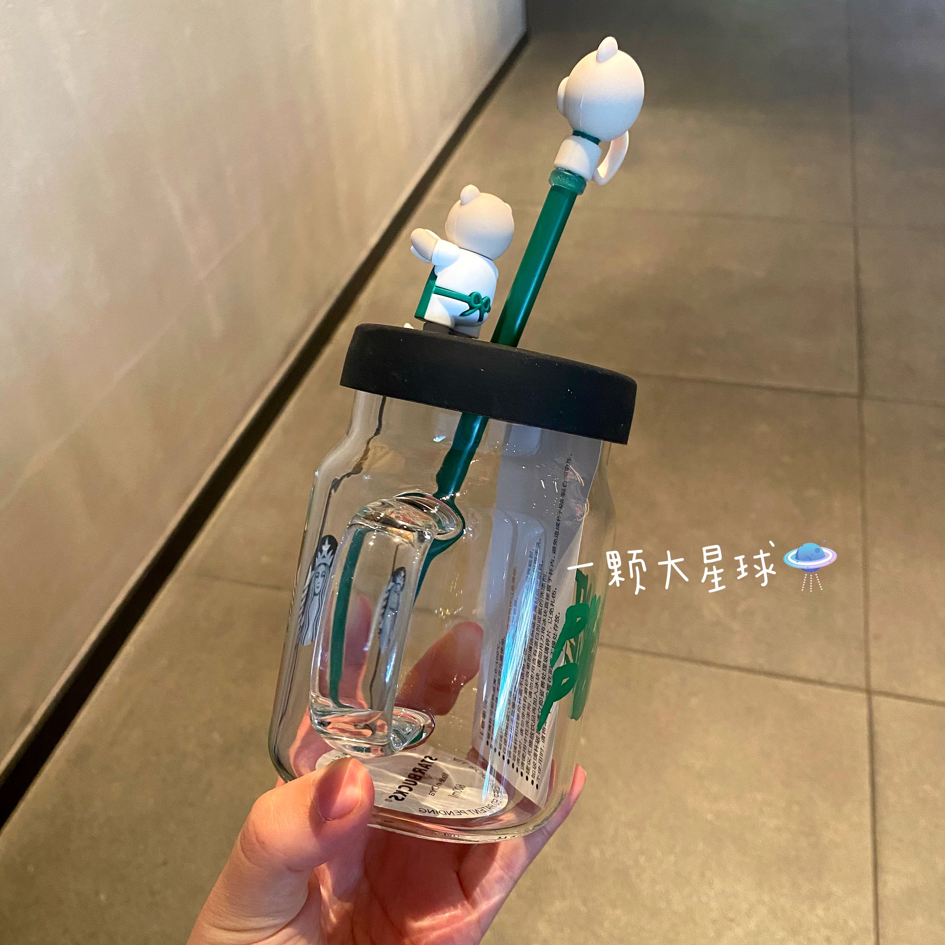 Tạp dề xanh starbucks 2020 kéo hoa cho mùa quảng cáo thân thiện với môi trường 600ml cốc ống hút mason ly kính gấu