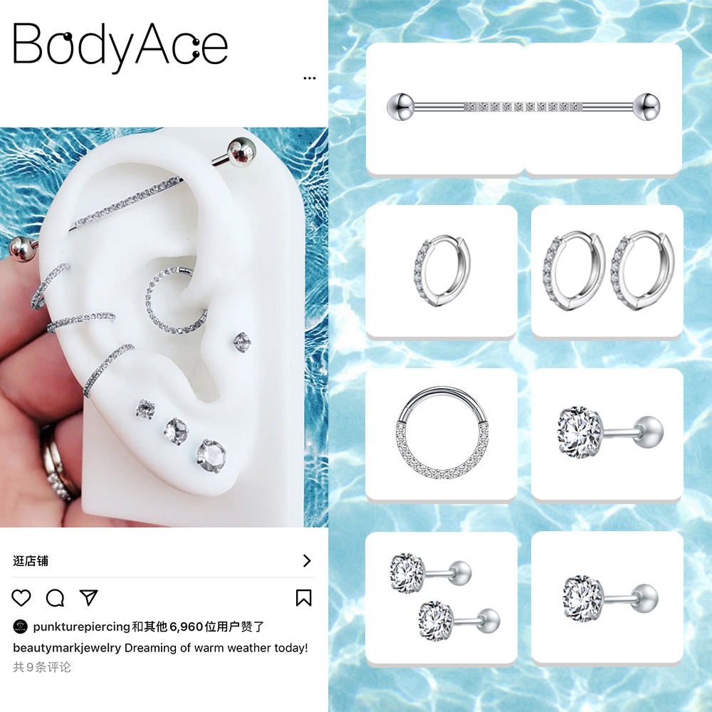 1 Set Khuyên Tai Bằng Thép Không Gỉ Đính Đá Zircon Thời Trang