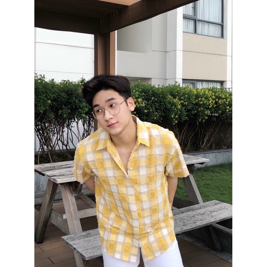 Áo sơ mi vàng caro siêu đẹp