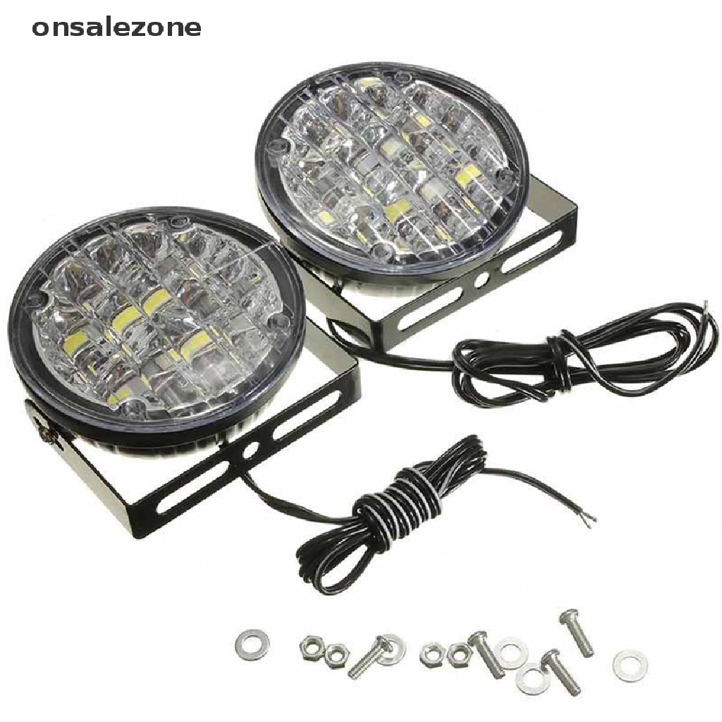 2 Đèn Led Tròn 12V 18 Bóng Phá Sương Mù Cho Xe Hơi