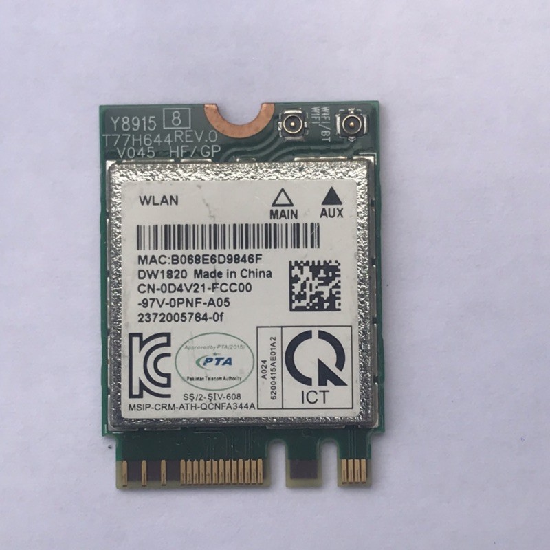 Card wifi dành cho máy tính Dell 1820 DW1820 băng tần kép 2.4g và 5g kèm bluetooth 4.1 (Driver mới Bluetooth 5.0) | BigBuy360 - bigbuy360.vn