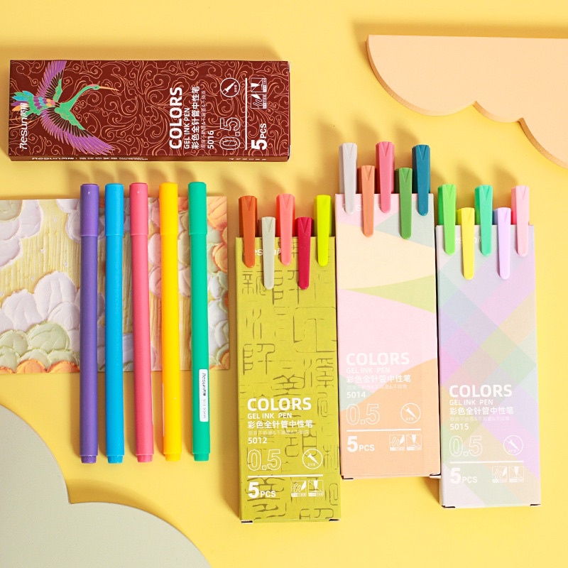 Set bộ 5 Bút Gel Mực Nước Nhiều màu sắc coleen Macaroons ngòi 0.5mm