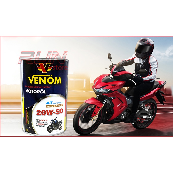 Combo 6 Lon Nhớt Tổng Hợp VENOM 4T MOTOCYCLE 10W40 SN 1000ml - VENOM 4T MOTOCYCLE FULLY SYNTHETIC - Made in UAE