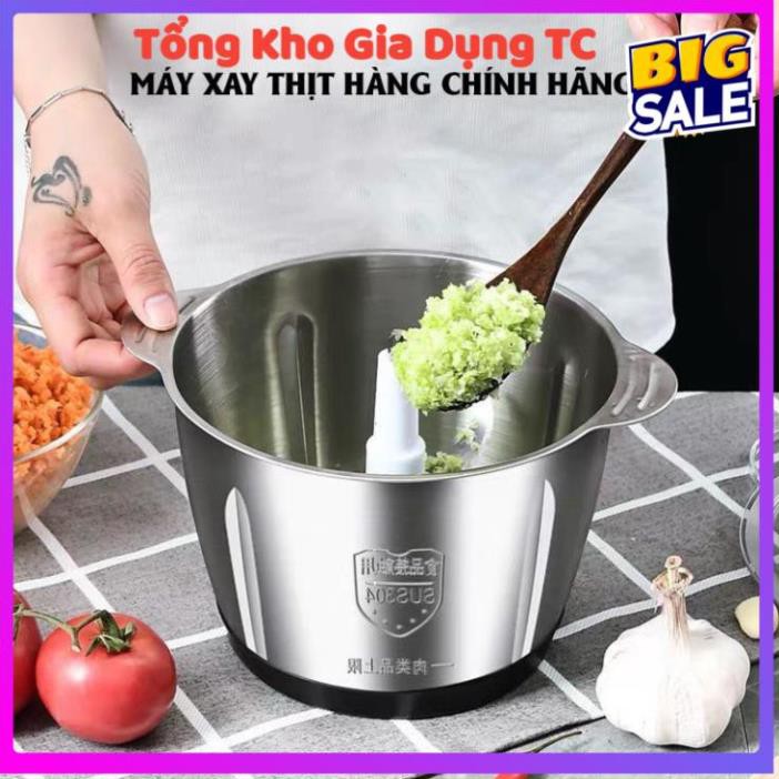 Máy xay đa năng xay thịt rau củ quả gia vị cối inox 4 lưỡi đa năng công suất 250W dung tích 2L