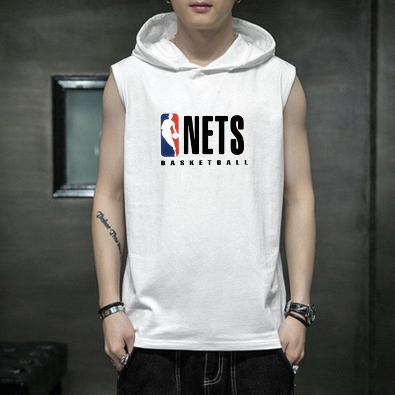 Áo Thun Thể Thao Sát Nách Có Mũ Trùm Dáng Rộng In Hình Nba Thời Trang Mùa Hè Cho Nam
