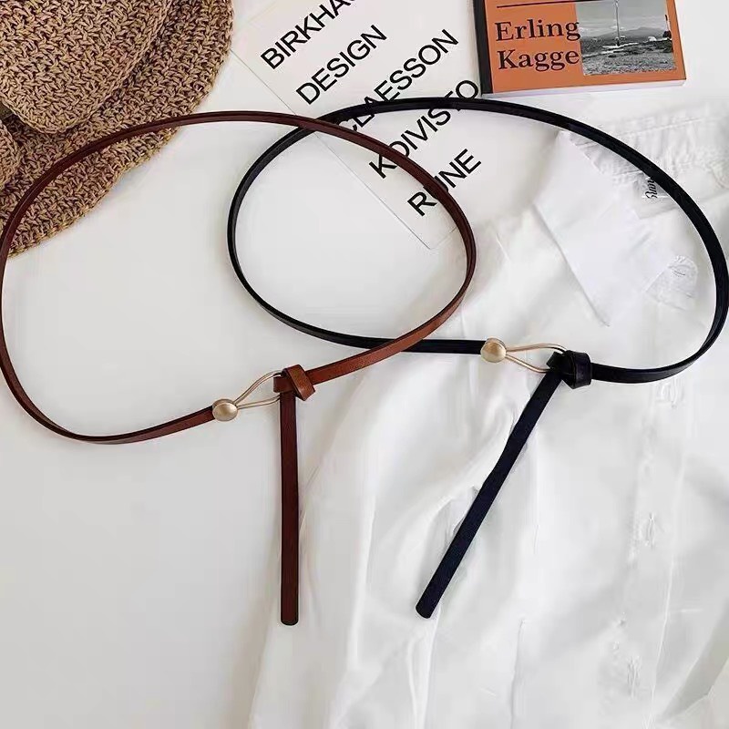 Đai thắt váy da nữ bản nhỏ/ Belt da bản nhỏ hình giọt nước