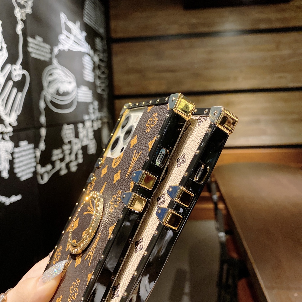 Ốp Điện Thoại Hình Vuông Đính Kim Cương Có Giá Đỡ Dạng Vòng Tròn Cho Samsung S22 Ultra S21 Plus S20 S21fe S20fe S10 Note 20 10 Lite