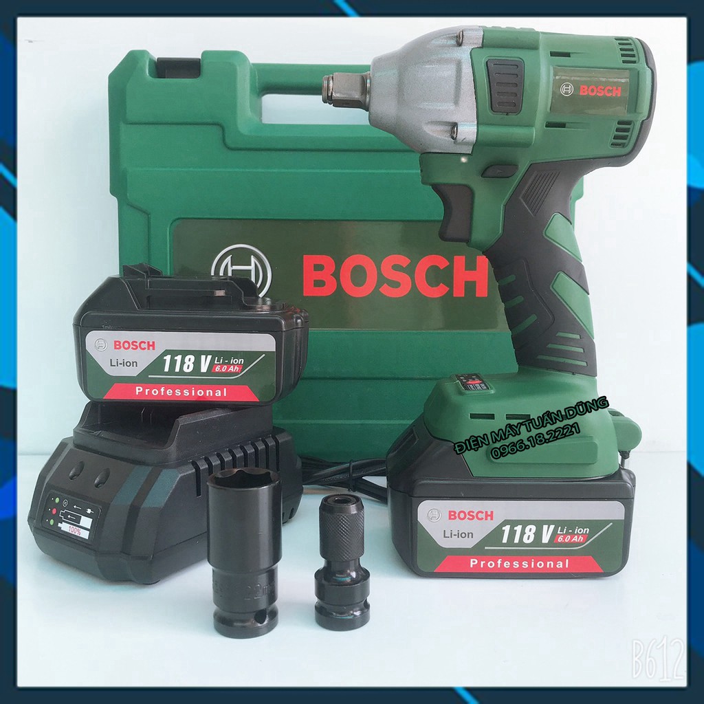 [Hàng Chính Hãng] Máy siết bulong Bosch 118V 2 pin đầu 2 trong 1 100% dây đồng không chổi than Kèm đầu chuyển vít