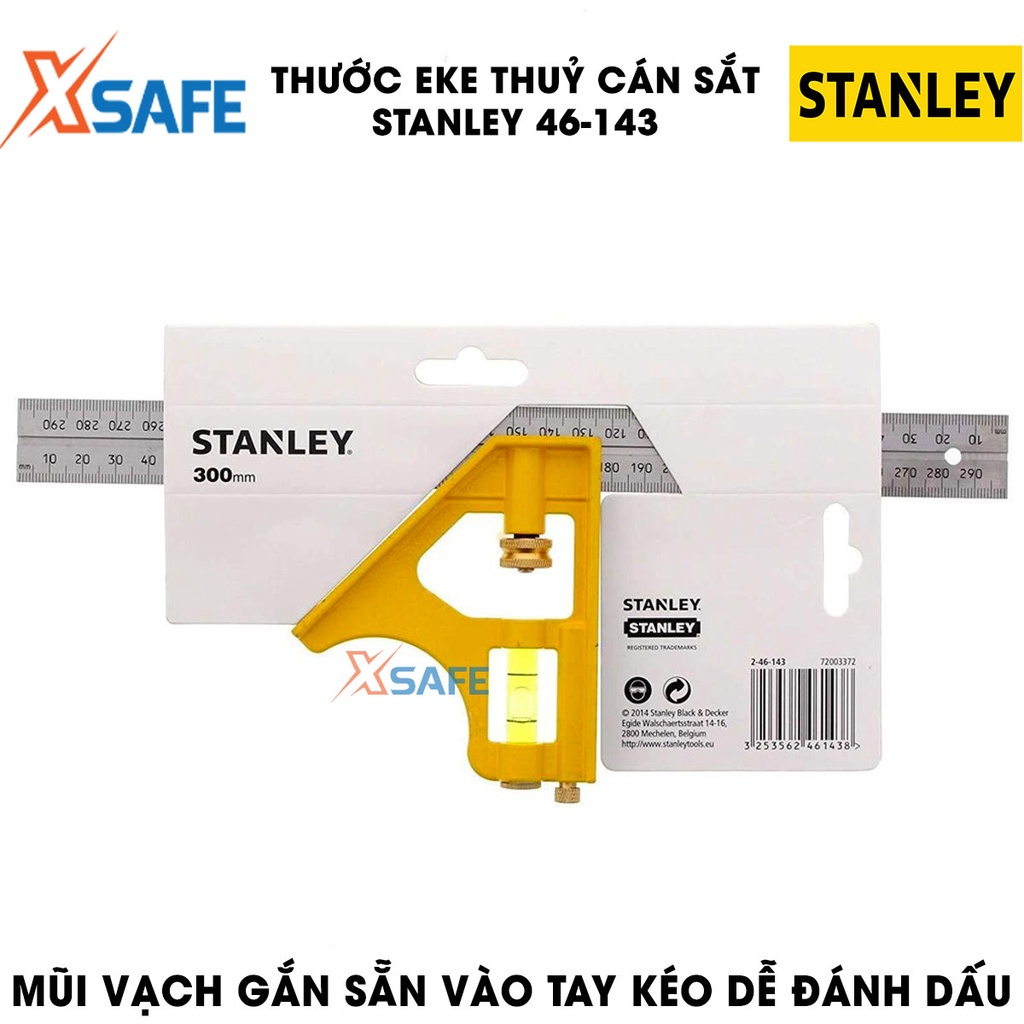 Thước eke thuỷ STANLEY vạch chia rõ ràng Thước ê ke Stanley lưỡi thước phủ lớp Crom, mũi vạch gắn vào tay kéo