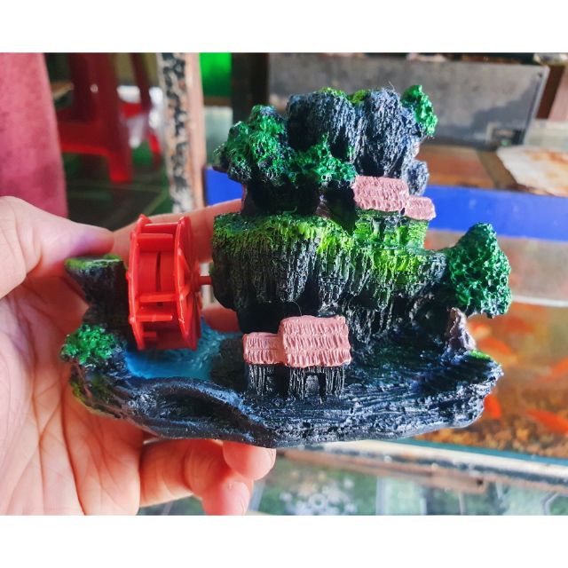 CẢNH NÚI BÁNH QUAY TRANG TRÍ HỒ CÁ NON BỘ 11X5X8CM