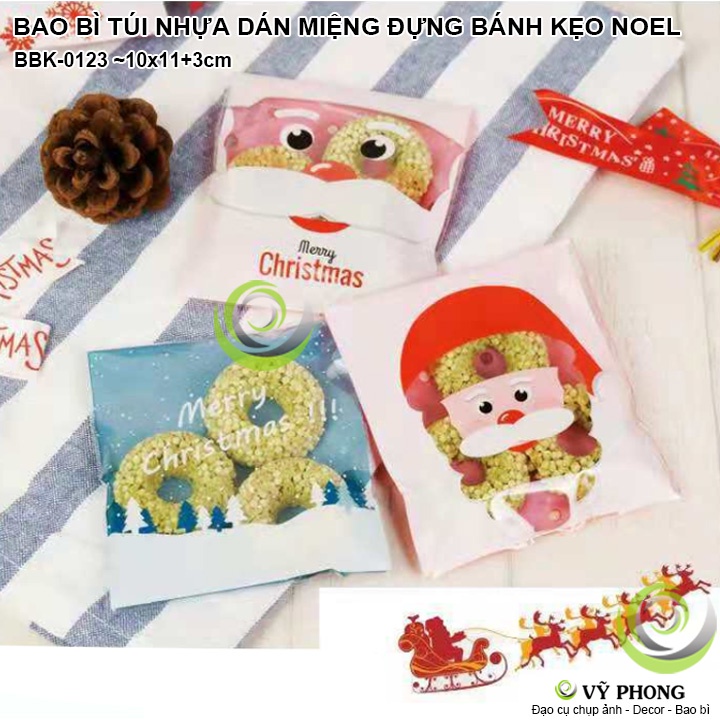 BAO BÌ TÚI DÁN MIỆNG ĐỰNG BÁNH KẸO NOEL GIÁNG SINH IN HÌNH ÔNG GIÁ NOEN LÀM QUÀ TẶNG CHRISTMAS BBK-0123