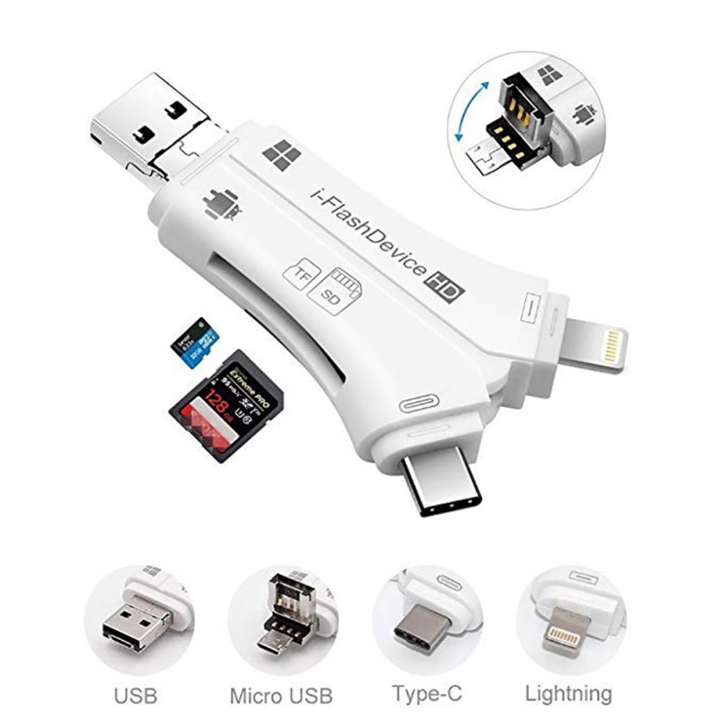 Đầu Đọc Thẻ Nhớ 4 Trong 1 Cổng Micro Sd/Tf Otg Usb 2.0 Tiện Dụng