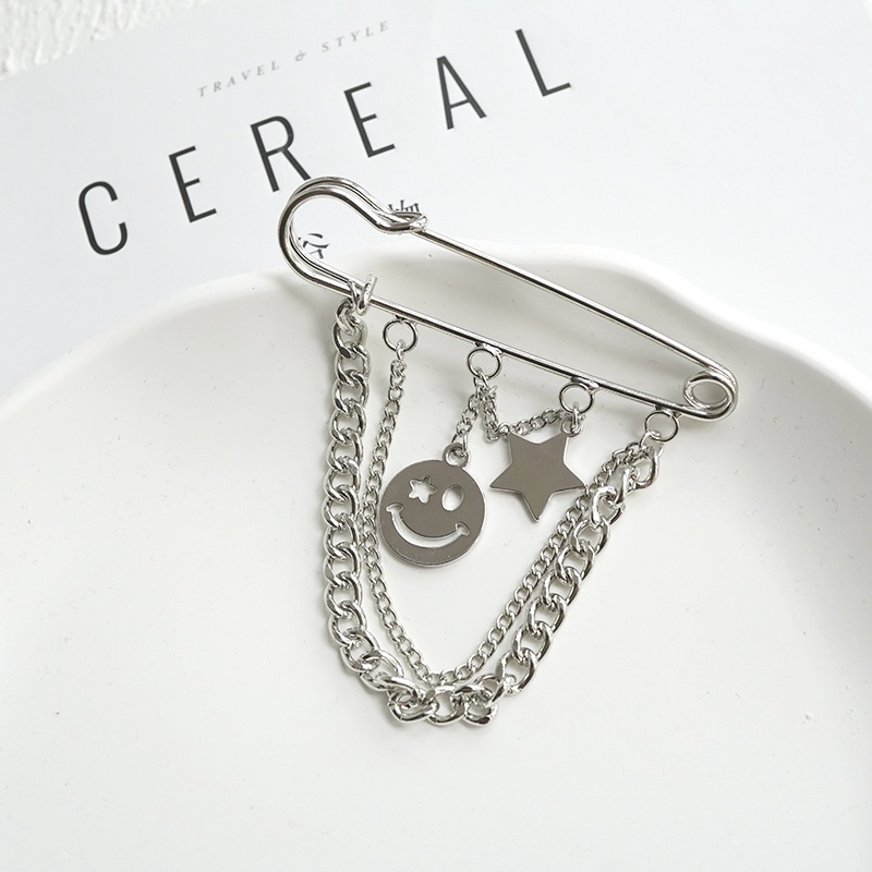 IF ME Trâm Cài Áo Hình Ngôi Sao Mặt Cười Đơn Giản Phong Cách Vintage