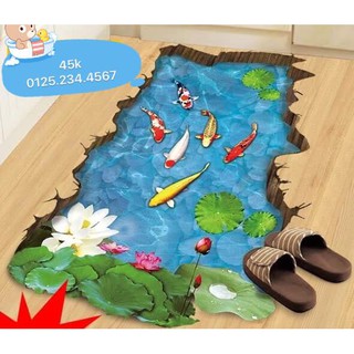 Decal dán tường hồ sen 3d 01