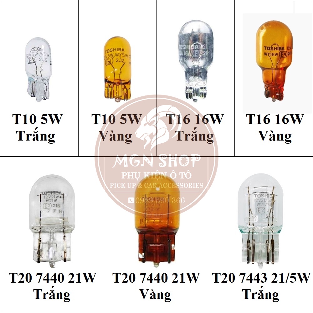 Đèn [Toshiba Halogen] [3200K] [T10 / T16 / T20 7440 / T20 7443] [01 bóng/bộ]